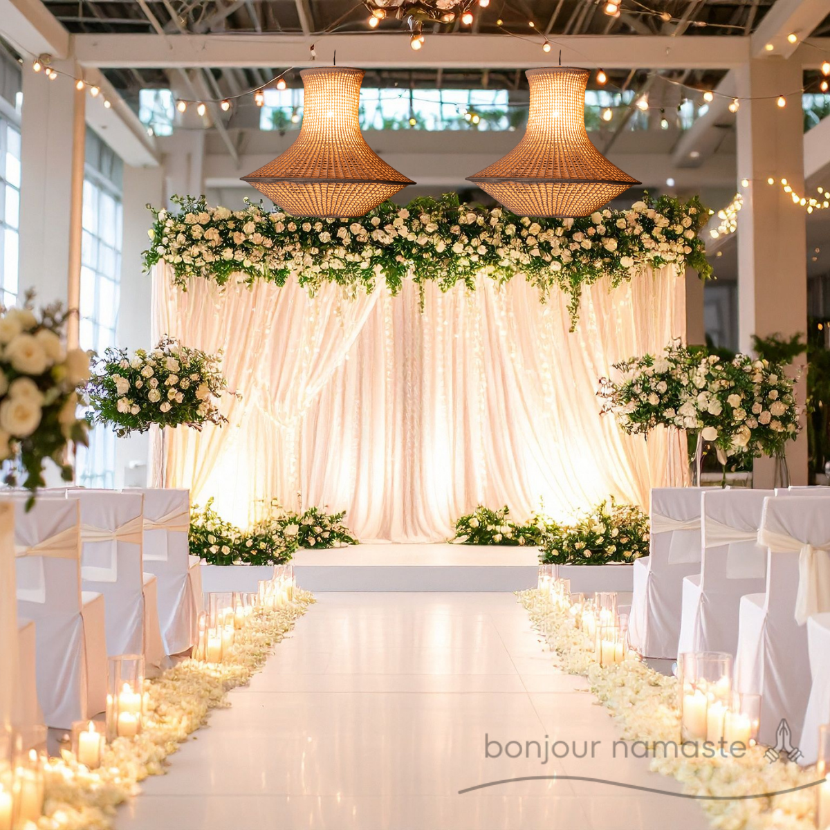 Aurelia crochet lampshades styled at an elegant wedding setting
